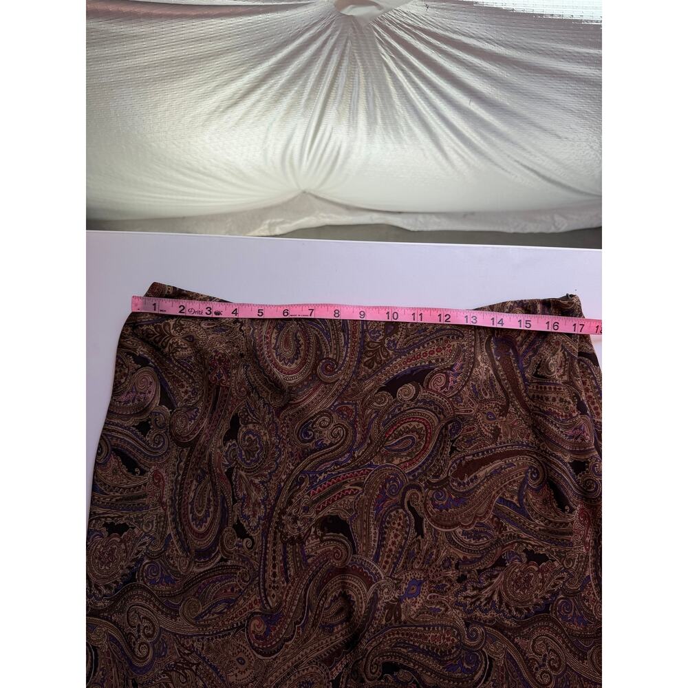 Vintage Jones NYC Womens 100% Silk Midi Skirt Size 14 Brown Floral Dark Fairy - Picture 7 of 9